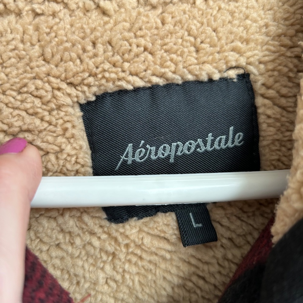Aeropostale Sherpa lined hooded plaid jacket - Picture 2 of 12